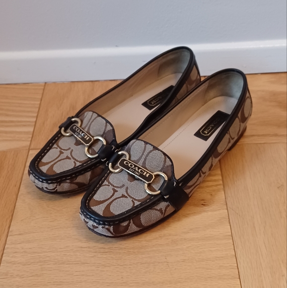 Coach Signature Brown & Black Loafers Size7.5 - Picture 1 of 8